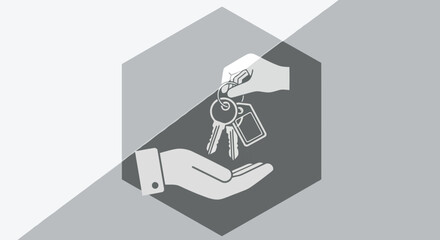 Hand holding keys icon representing property, real estate, and ownership