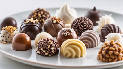 Assorted Chocolates on White Plate