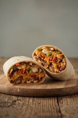 Burrito on Wooden Board
