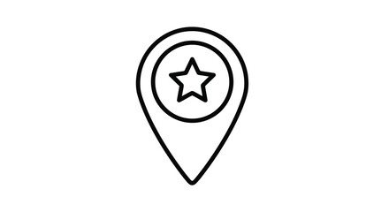 Star inside location pin icon for mapping apps