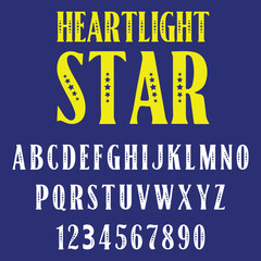Heartlight Star is a decorative vector font featuring charming star effects and playful shapes, perfect for kids&rsquo; designs, party invitations, branding, quotes, crafts, and creative projects.