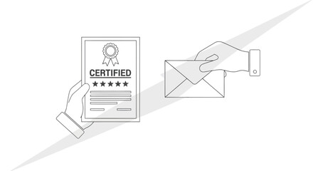 Certified document and hand sending an envelope