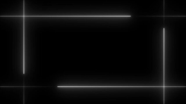 Glowing neon line square frame animation on the transparent background. Neon frame background animation square shape 4k video