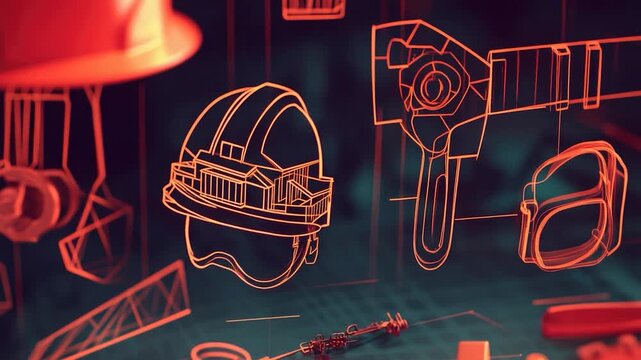 A helmet with various tools attached, ideal for DIY or construction scenes