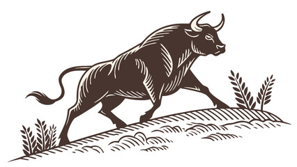 Obraz premium Rodeo bull silhouette vintage