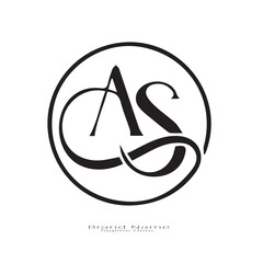 AS  letter mark and monogram branding logo design with a leaf. And your best choice.	