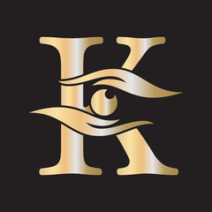 Initial Letter K Charity Logo Combine with Hand and Eye Symbol