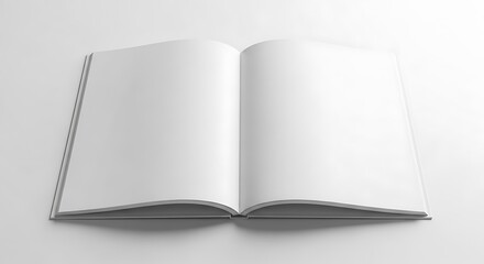 Naklejka premium Open blank white book or magazine mockup with empty pages for design presentation, isolated on white background