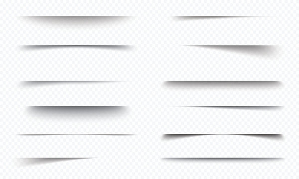 Realistic set of paper or object shadows on transparent background