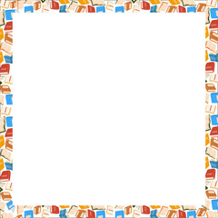 Colorful Book Border Frame with White Center