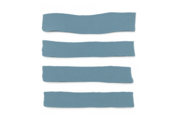 Ripped blue paper strips set with ragged edges for notes, memos, or decorative elements isolated on transparent background