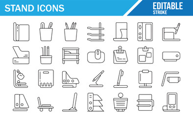 Modern vector icons of racks, trays, and organizational stands