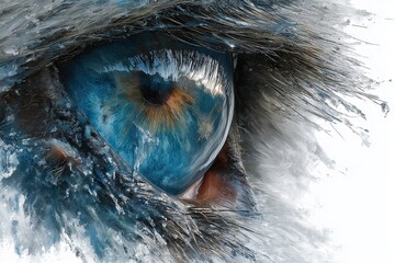 Blue eye in watercolor, macro