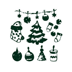 set of christmas icons