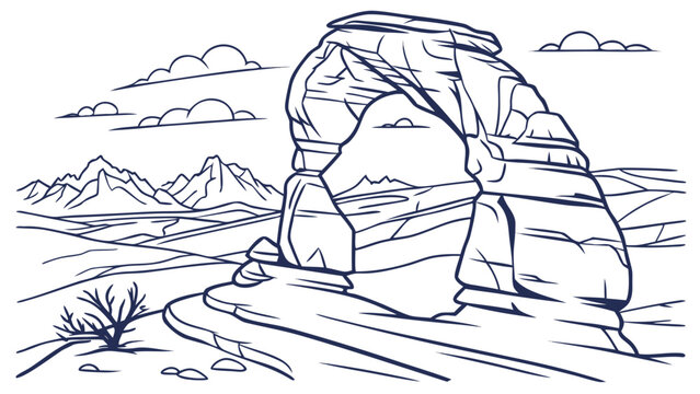Arches National Park delicate arch line art