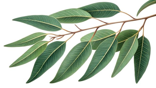 eucalyptus leaves on branch isolated on white or transparent png
