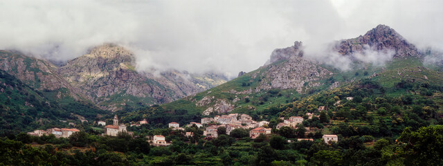 Panoramic view of the village of Feliceto, located in Haute-Corse, France
