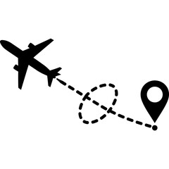 Plan your next adventure with this airplane's flight path to destination marker