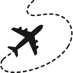 Airplane icon showing travel route, perfect for tourism and vacation advertising