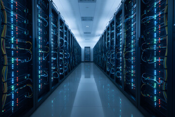 cloud computing infrastructure in modern data center server room