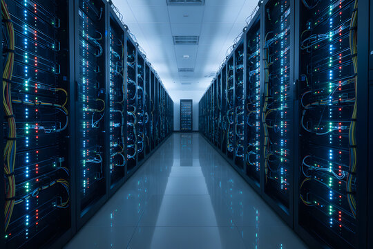 cloud computing infrastructure in modern data center server room