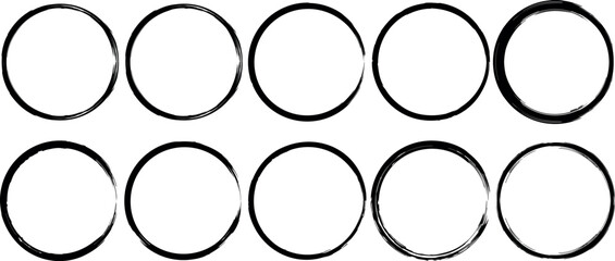 Ten distressed oval frames in two rows for graphic design elements