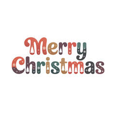 Naklejka premium Merry Christmas decorative lettering with festive winter motifs vector