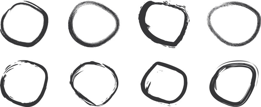 Hand drawn grunge circles collection isolated on white background for emphasis