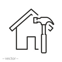House Construction Icon Vector Line Illustration