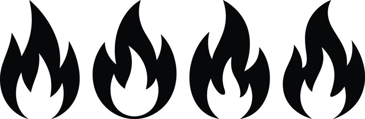Four stylized black fire icons represent warmth, heat, and danger.