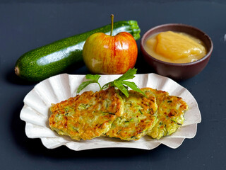 Traditional Zucchini Fritters with Apple Puree – Ukrainian and German Home Cuisine
