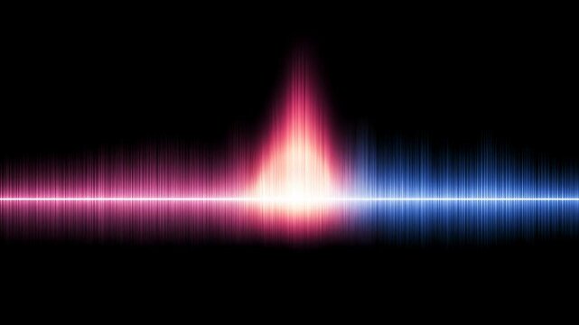 Abstract visual representation of sound waves, with vibrant red and blue hues dancing in a mesmerizing display, creating a sense of energy. Seamless looping video.