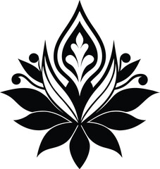 Classic ornamental motif rendered in refined decorative style silhouette Vector illustration