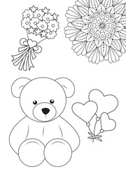 Teddy coloring pages for kids in black and white stock photos and images
