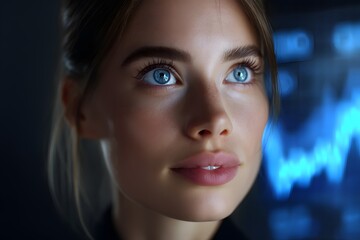 Digital financial data visualization showing colorful stock market charts