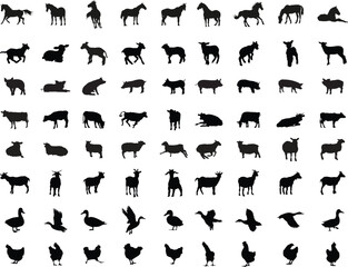 A collection of farmyard animal silhouettes