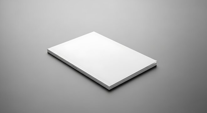 Stack of blank white paper sheets or booklets on a neutral grey background, perfect for stationery mockups or document designs