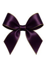 A beautiful luxurious dark purple satin ribbon bow elegantly tied and isolated on a transparent background for easy design integration isolated on transparent background