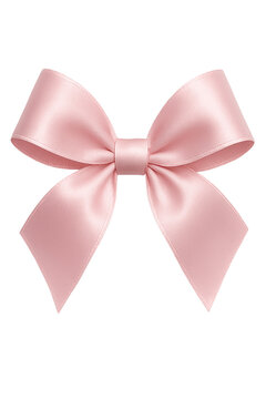 A beautiful satin pink ribbon bow tied perfectly with loops and tails isolated on transparent background