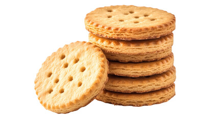 Stacked Round Biscuits isolated on a transparent background