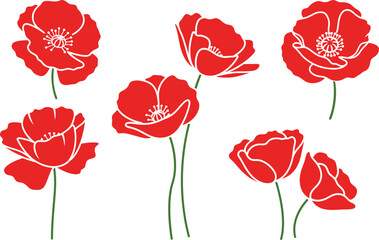 A collection of remembrance day poppies  for artwork compositions