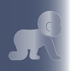 Stylized outline of a baby crawling on a gradient background Keywords: baby, infant, crawling
