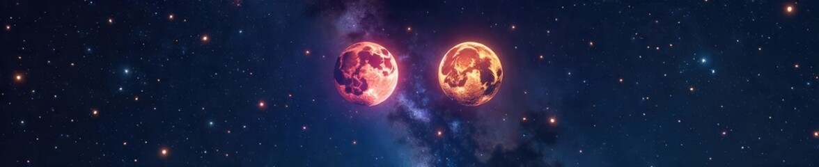 Obraz premium Gemini Constellation Twin Stars Shine Brightly in a Magical Night Sky Nebula
