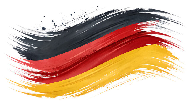 abstract german flag in paint brush stroke, isolated on white or transparent png
