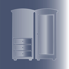 Two-door wardrobe with three drawers and a full-length mirror closet furniture