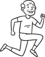 Obraz premium Playful line art illustration of a senior man running, ideal for fitness and wellness design projects