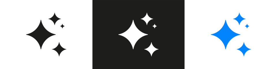 Generative AI Magic Sparkle Stars Logo Solid Icon Set. Artificial Intelligence Creative Tools Symbol Collection. Isolated Vector Illustration