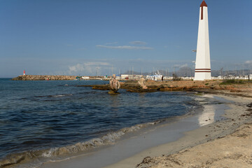beach and marina in Can Picafort (Mallorca, Spain)