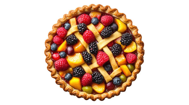Mixed fruit lattice pie isolated on a transparent background