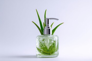 Aloe Vera Infused Gel Dispenser Featuring Natural Green Plant Elements for Hydration and Skin Care